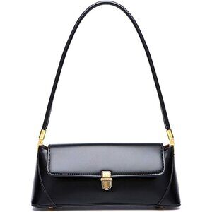 Womens Small Clutch Shoulder Bag Leather Mini Tote Handbag Buckle Closure